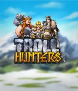 Immerse yourself in "Troll Hunters," where fierce Viking warriors stand ready to take on their foes. The logo displays a male and female Viking, armed and ready, overlooking a chilly mountainous backdrop. They emanate power and determination, capturing the essence of the game's adventurous theme.