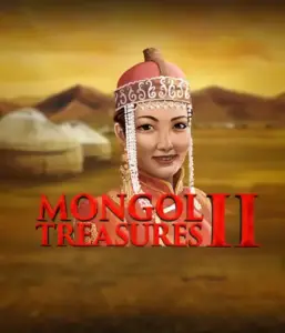 Discover the rich history of Mongolia with the Mongol Treasures 2 game by Endorphina, highlighting a stunning Mongolian woman dressed in traditional attire against a sunset-lit Mongolian steppe backdrop. This graphic captures the beauty of Mongolian culture, providing a distinctive cultural journey. 